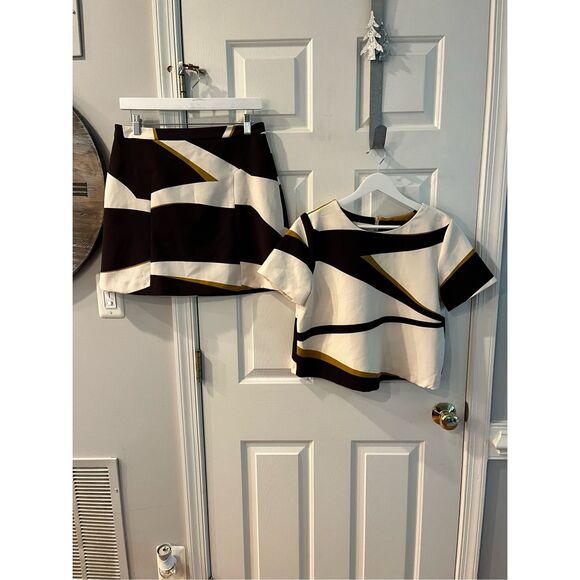 Zara Other - Zara Basic 2Pc. Geometric Print Career Wear Mini Skirt Set sz M / L EUC
